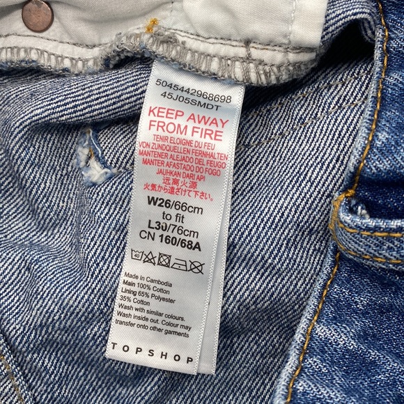 Topshop Mom Jeans high rise medium wash zipper fly straight leg 100% cotton - Picture 10 of 11